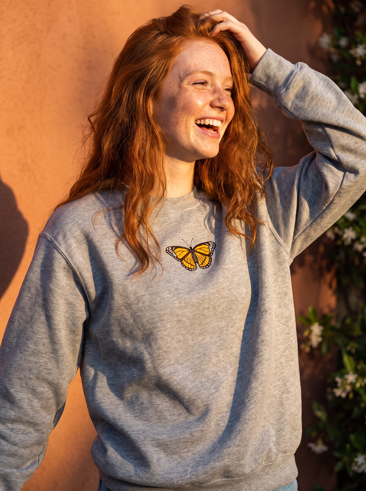 Our Sweatshirt (gray) - redhead freckles editorial photo