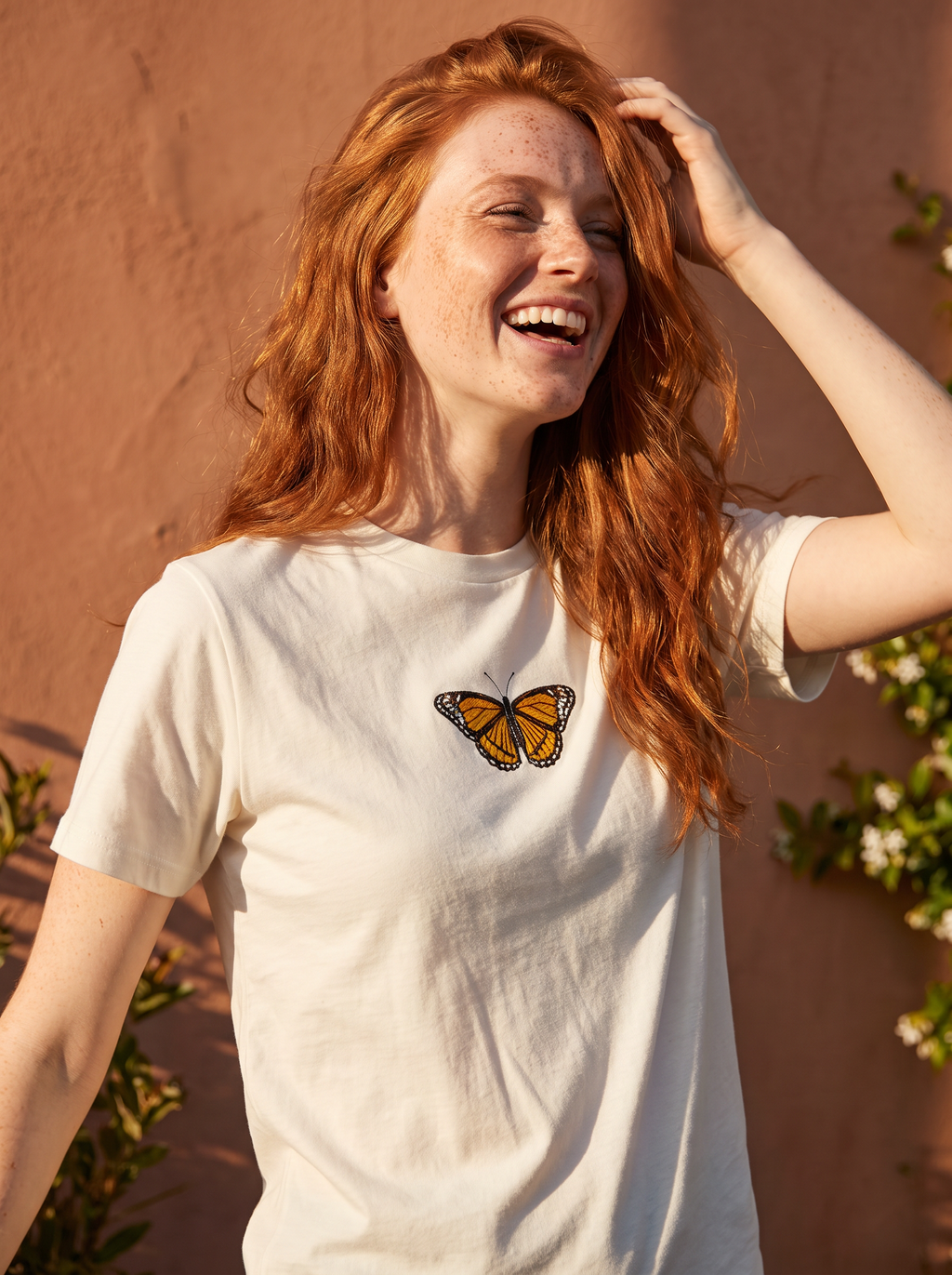 Butterfly Tee - redhead freckles editorial photo