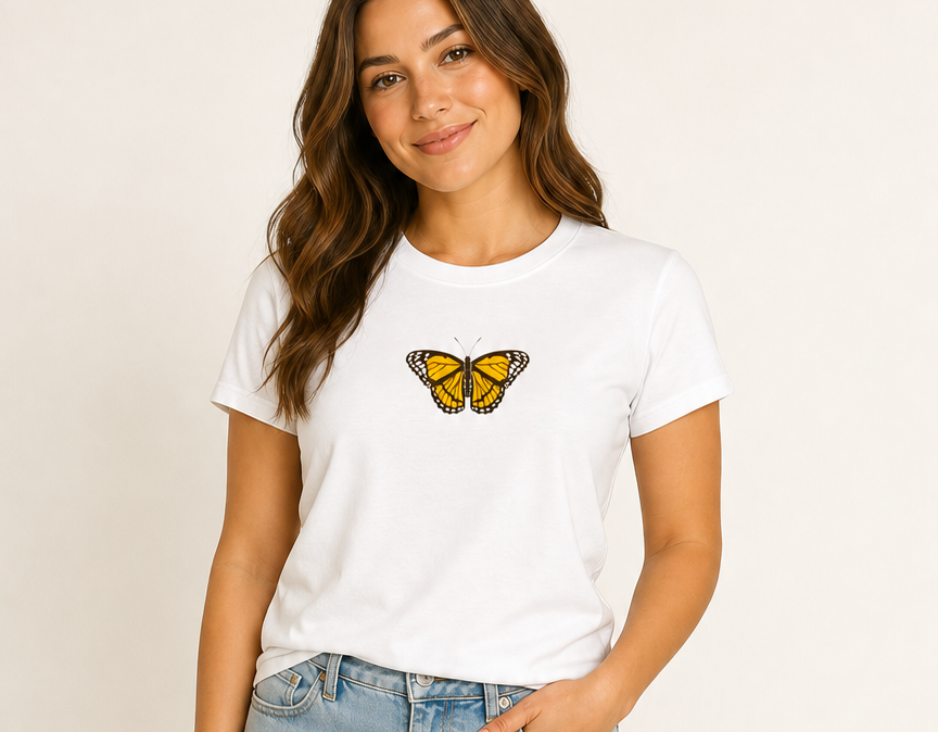 Model wearing the ThirtyOneCranberries Butterfly Tee